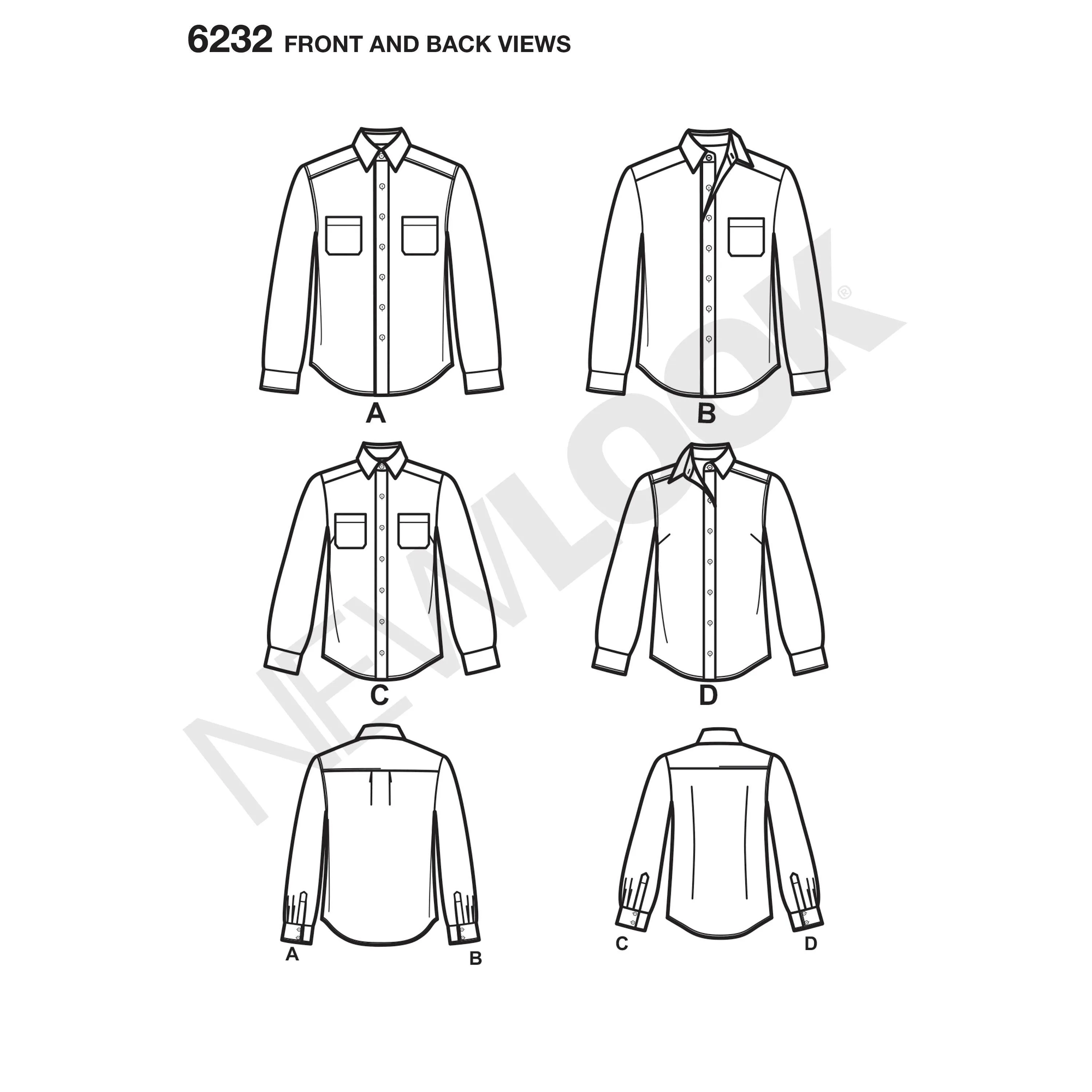 6232 Misses' and Men's Button Down Shirt