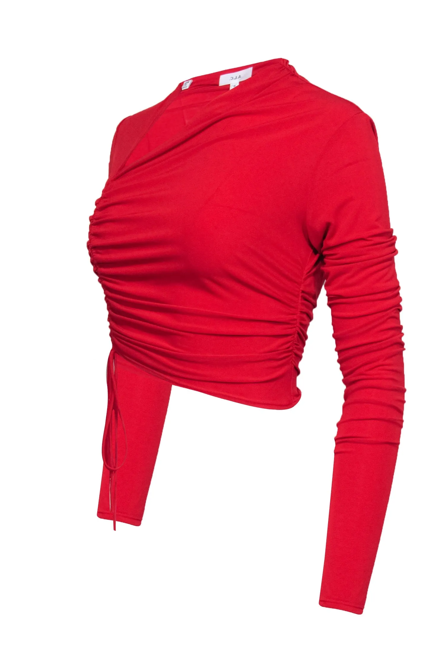 A.L.C. - Red Ruched Long Sleeve Crop Top Sz M