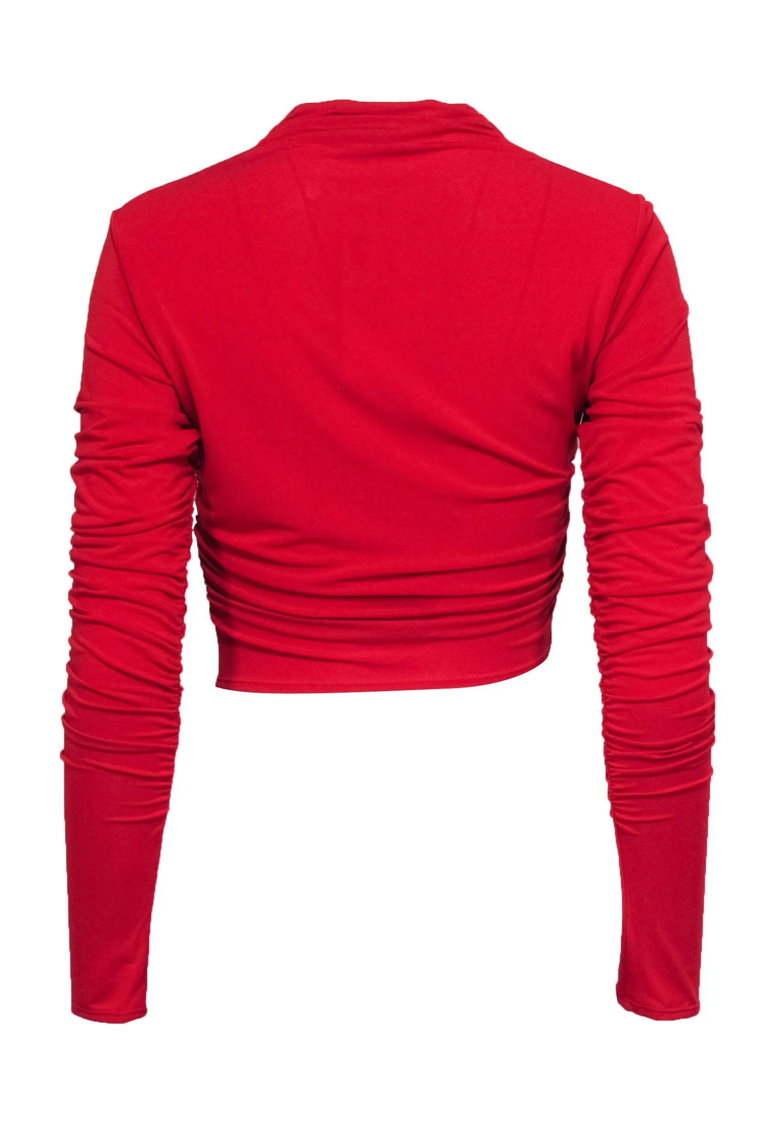 A.L.C. - Red Ruched Long Sleeve Crop Top Sz M