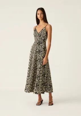 AMELIA EMBROIDERY MIDI DRESS | Black