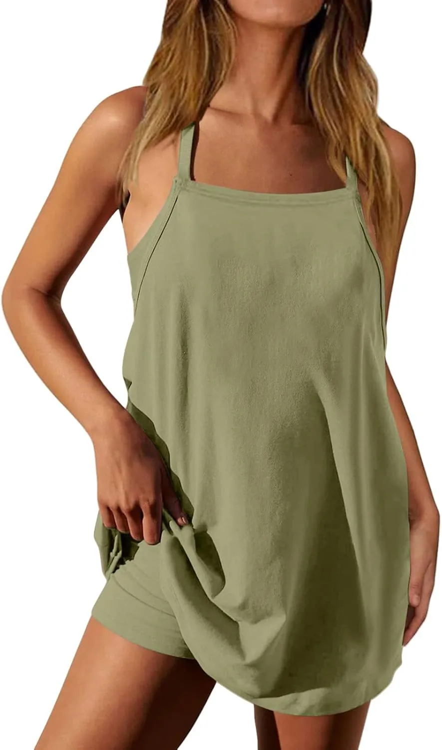 Athletic Dress for Women Summer Tennis Dresses with Shorts Workout Romper Dress Vacation Sleeveless One Piece Outfit