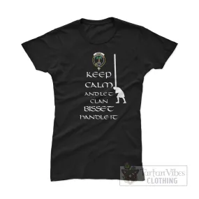Bisset Clan Women's T-Shirt: Keep Calm and Let the Clan Handle It Caber Toss Highland Games Style