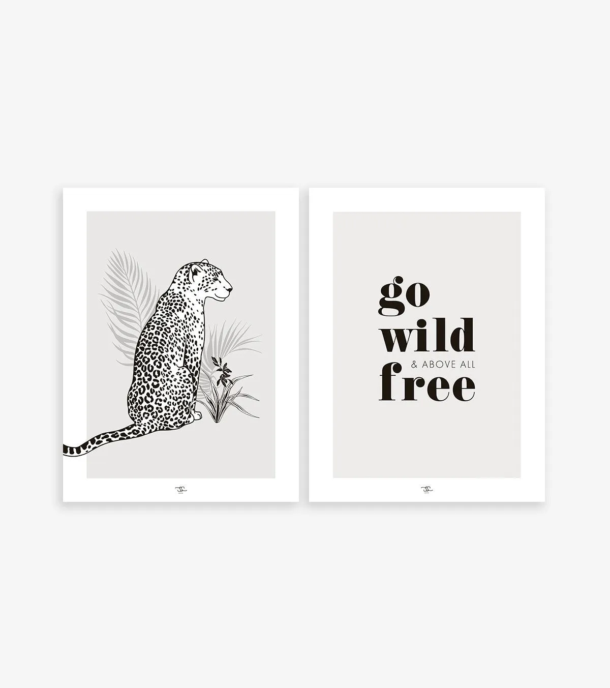 Black Majik - Set Of 2 Art Prints - Leopard