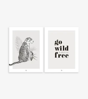 Black Majik - Set Of 2 Art Prints - Leopard