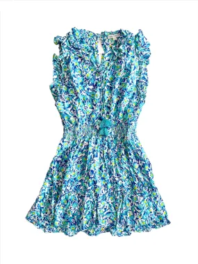 Blue Ocean Flowers Kid's Triny Mini Dress