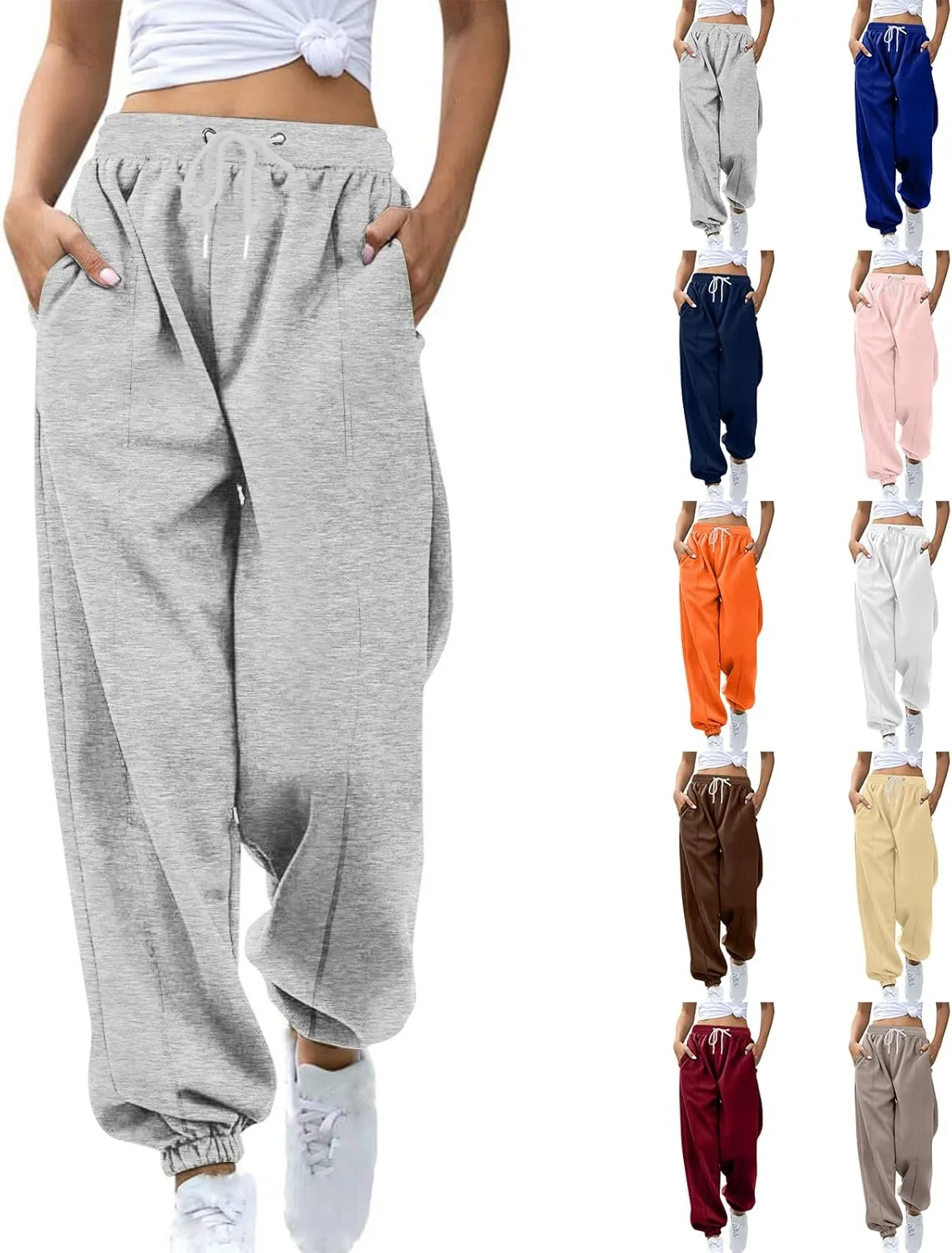Cargo Pants Women Casual Loose Skin Friendly Jogger Sweatpants Trendy Y2k Drawstring Soft Thermal Baggy Sweatpants