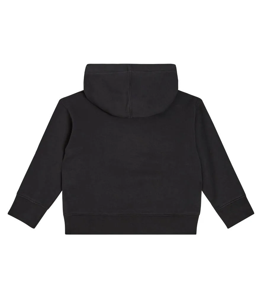 Cotton Jersey Hoodie with Palm Angels Print, Black