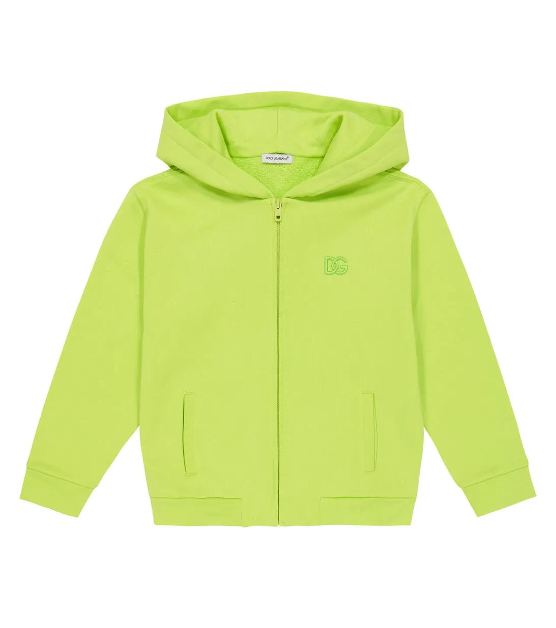 Cotton zip-up hoodie with Dolce&Gabbana logo, green