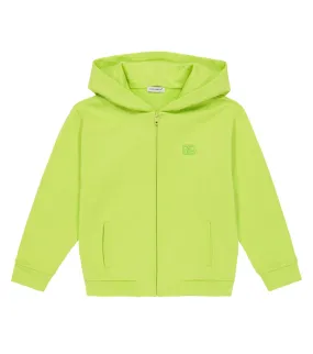 Cotton zip-up hoodie with Dolce&Gabbana logo, green
