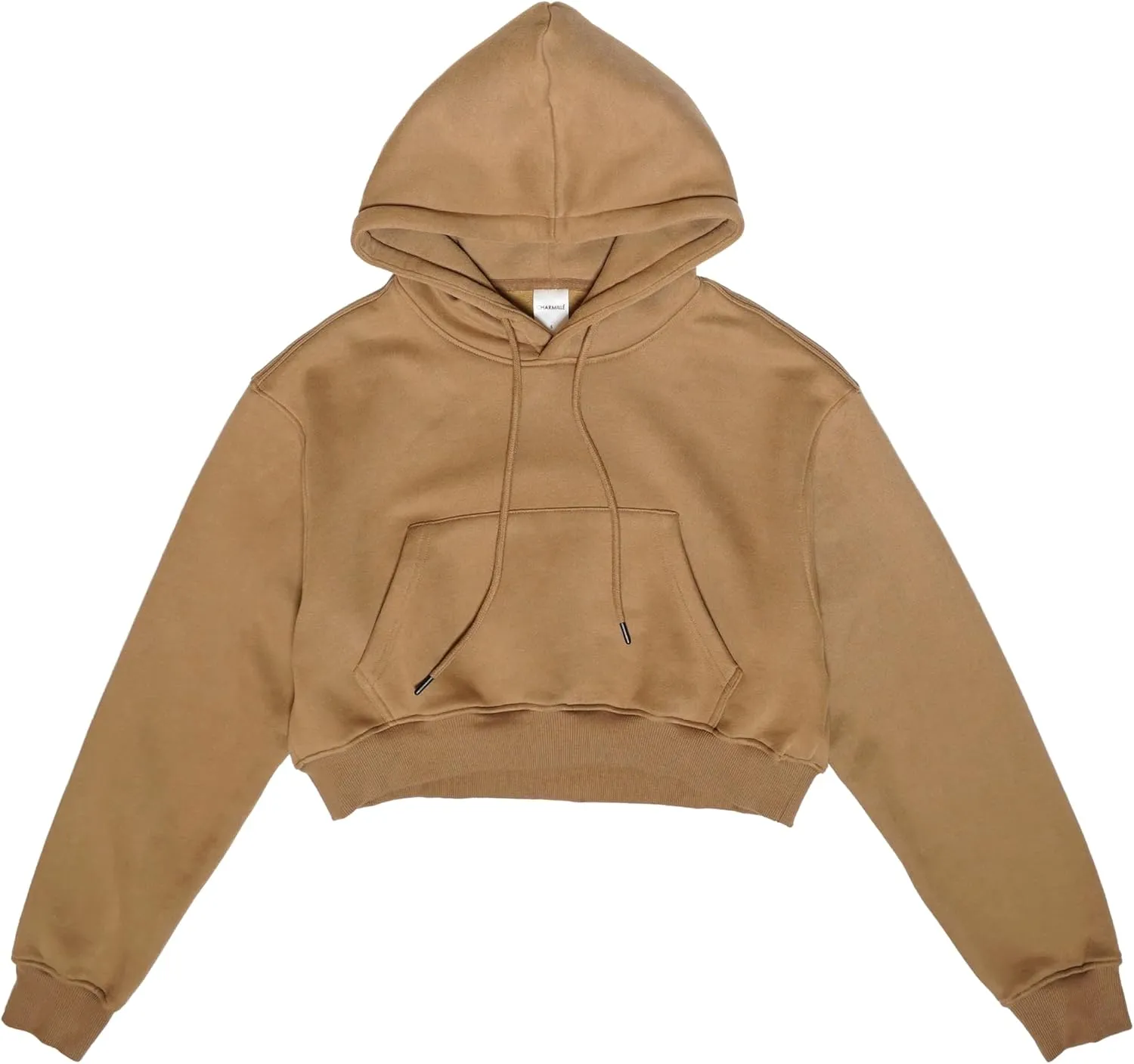 Cropped Hoodie for Women - Winter Fleece Pullover Sweatshirt, Casual Long Sleeve Top Short Hoodie