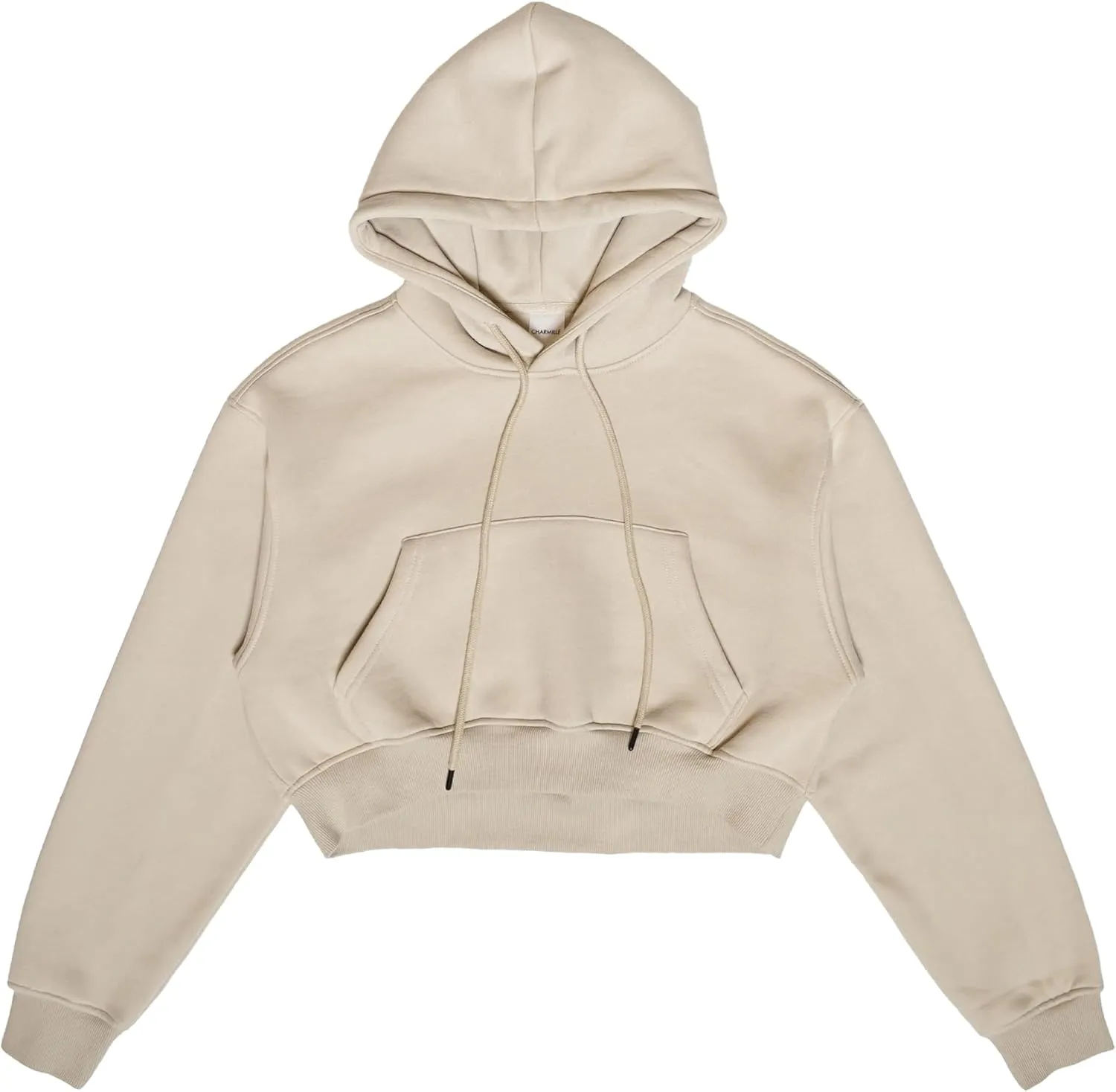 Cropped Hoodie for Women - Winter Fleece Pullover Sweatshirt, Casual Long Sleeve Top Short Hoodie