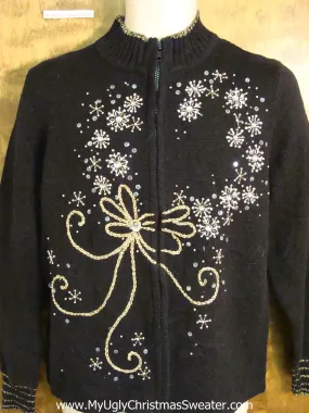 Cute Tacky Wreath and Bow Xmas Sweater