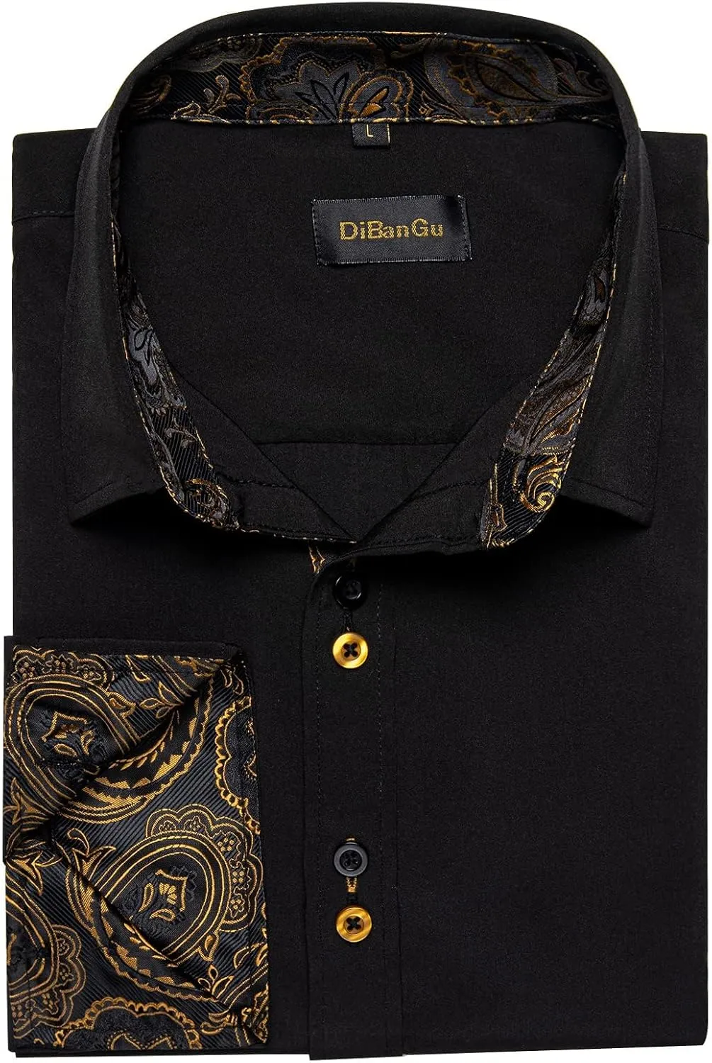 DiBanGu Men's Dress Shirt Long Sleeve Casual Button Down Shirts Regular Fit Inner Contrast Shirt for Business Party