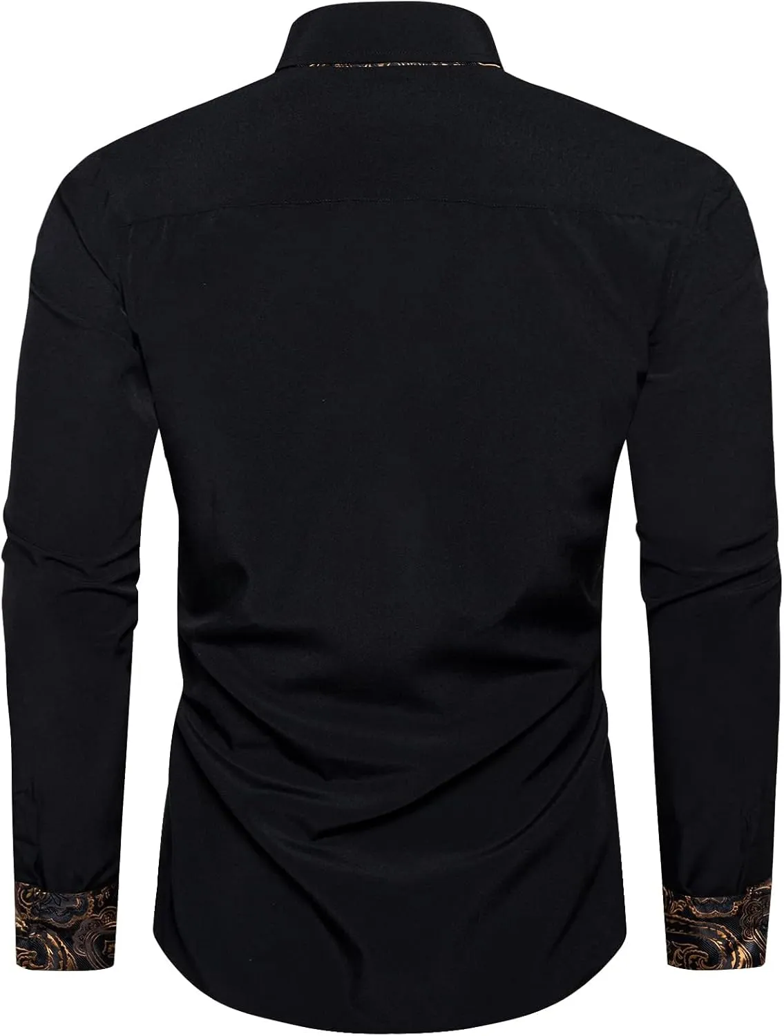 DiBanGu Men's Dress Shirt Long Sleeve Casual Button Down Shirts Regular Fit Inner Contrast Shirt for Business Party
