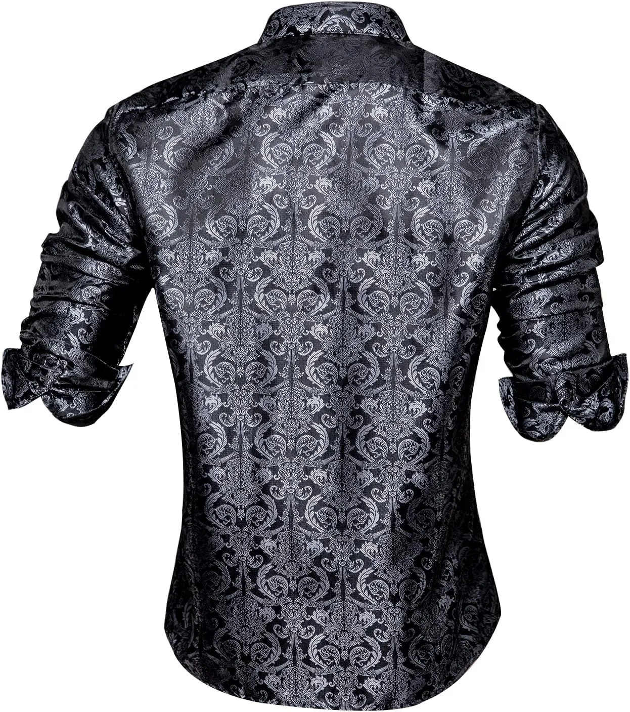 Dubulle Solid Mens Dress Shirt Satin Long Sleeve Business Casual Button Down Shirt with Pocket for Men