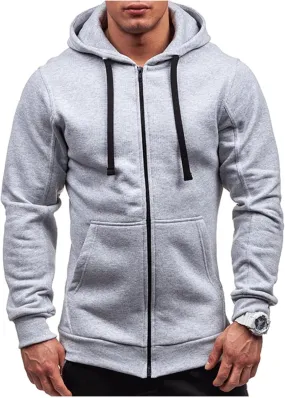 DuDubaby Hoodies for Men Casual Camouflage Sports Sweatshirt Long Sleeve Zipper Hooded Jacket Coat