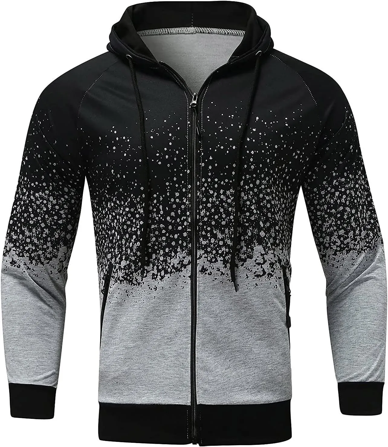 DuDubaby Men's Casual Camouflage Sports Sweatshirt Long Sleeve Zipper Hooded Jacket Coat