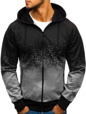 DuDubaby Men's Casual Camouflage Sports Sweatshirt Long Sleeve Zipper Hooded Jacket Coat