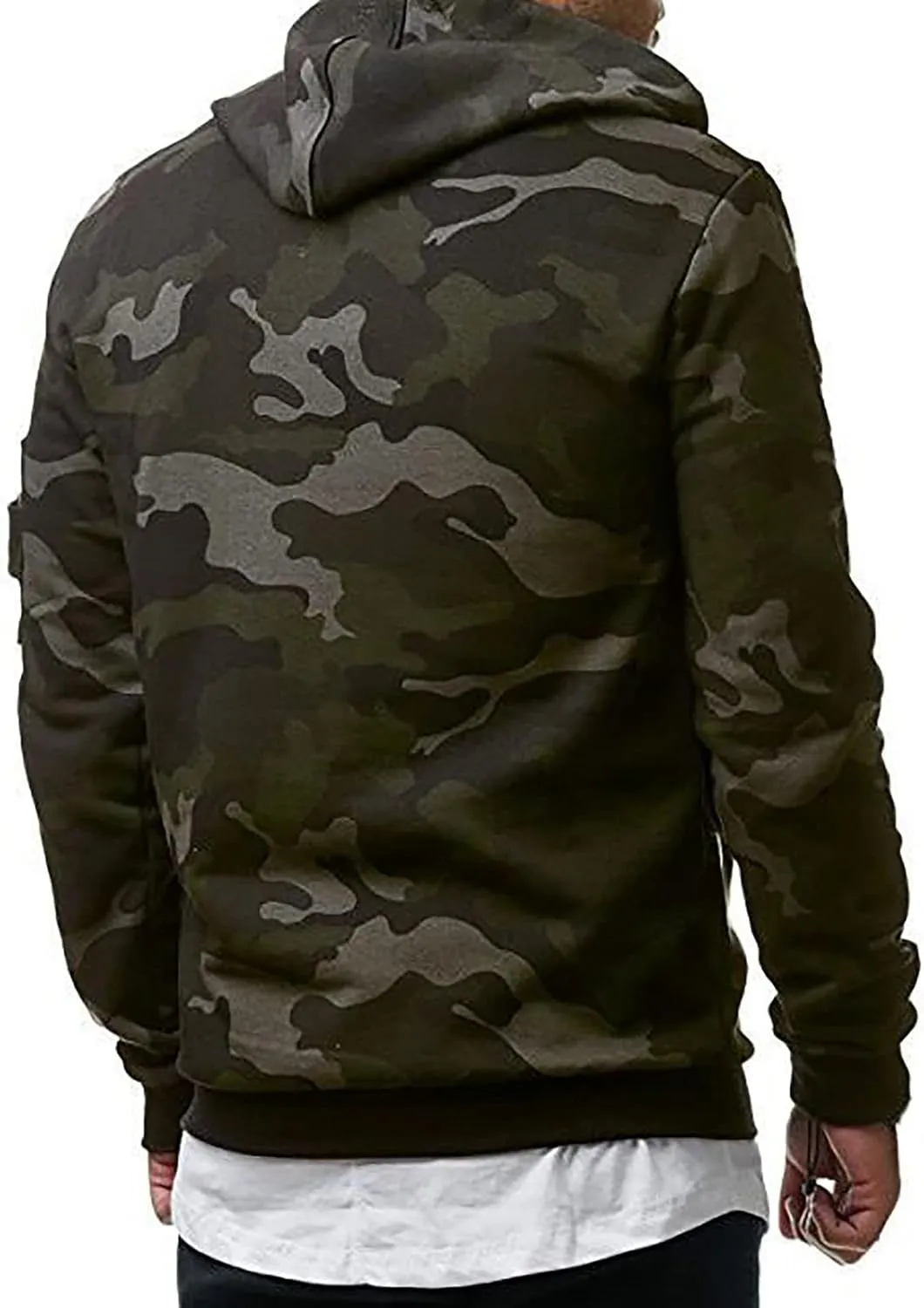 DuDubaby Plus Size Tops Casual Camouflage Sports Sweatshirt Long Sleeve Zipper Hooded Jacket Coat