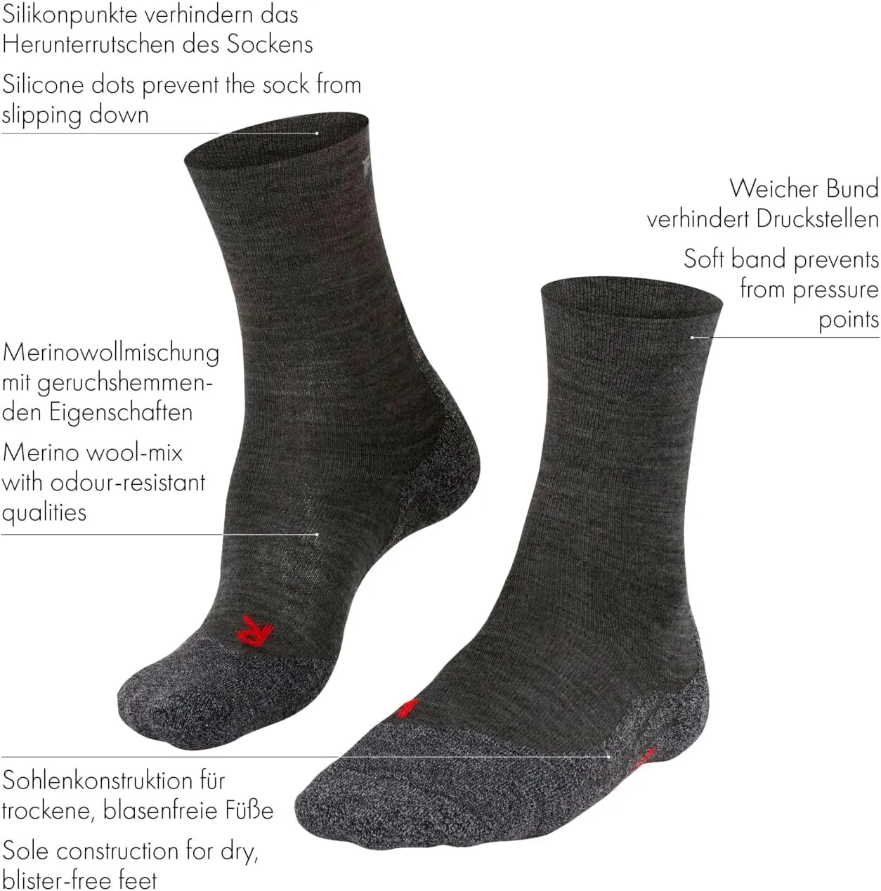 FALKE Men's TK2 Explore Sensitive Hiking Socks, Skin-Friendly, 1 Pair