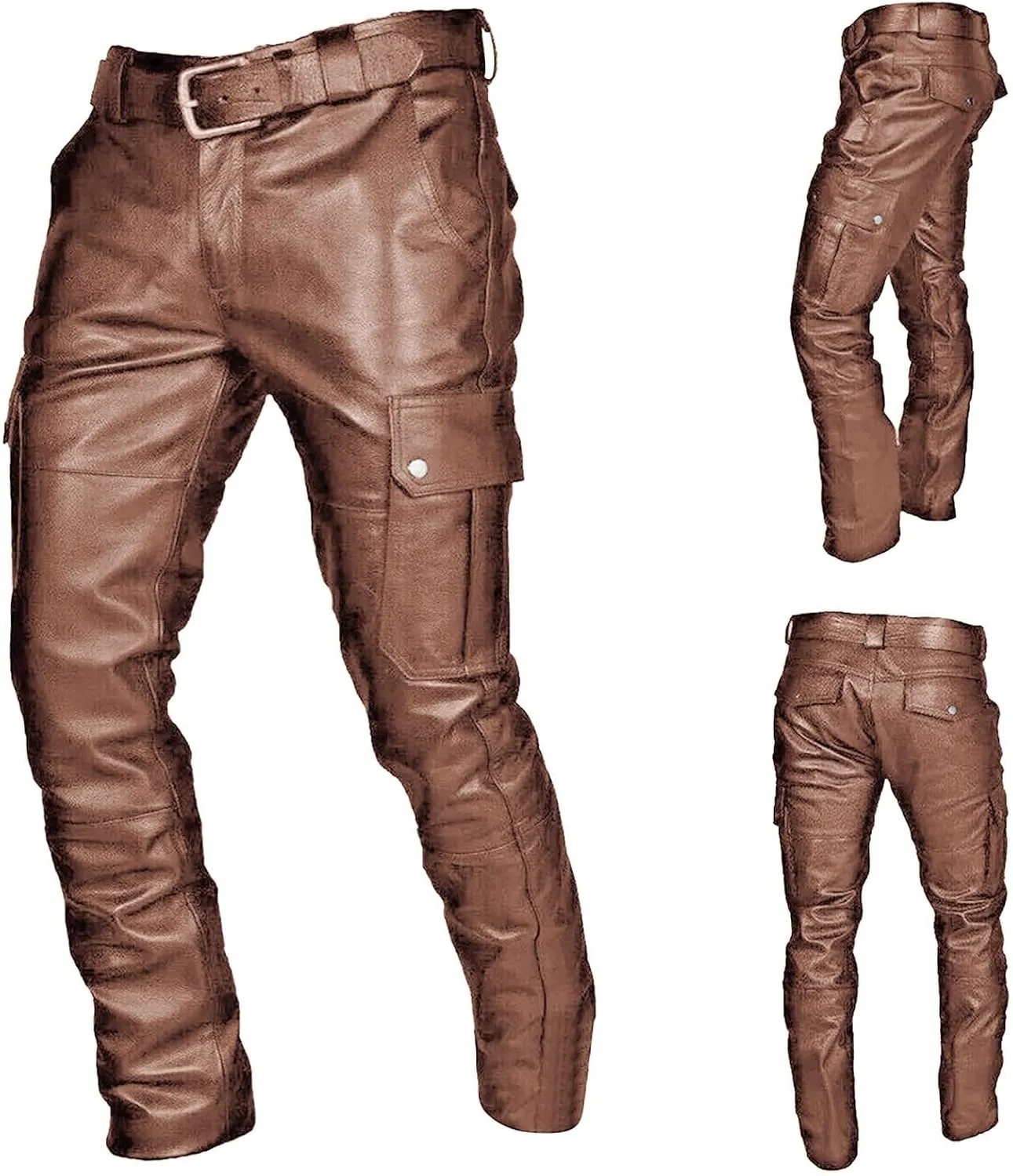 GIERIDUC Men's Faux Leather Pants Mens Extra Long Length Pyjama Bottoms Men's Pants with Long Crotch Grey Sweatpants for Men