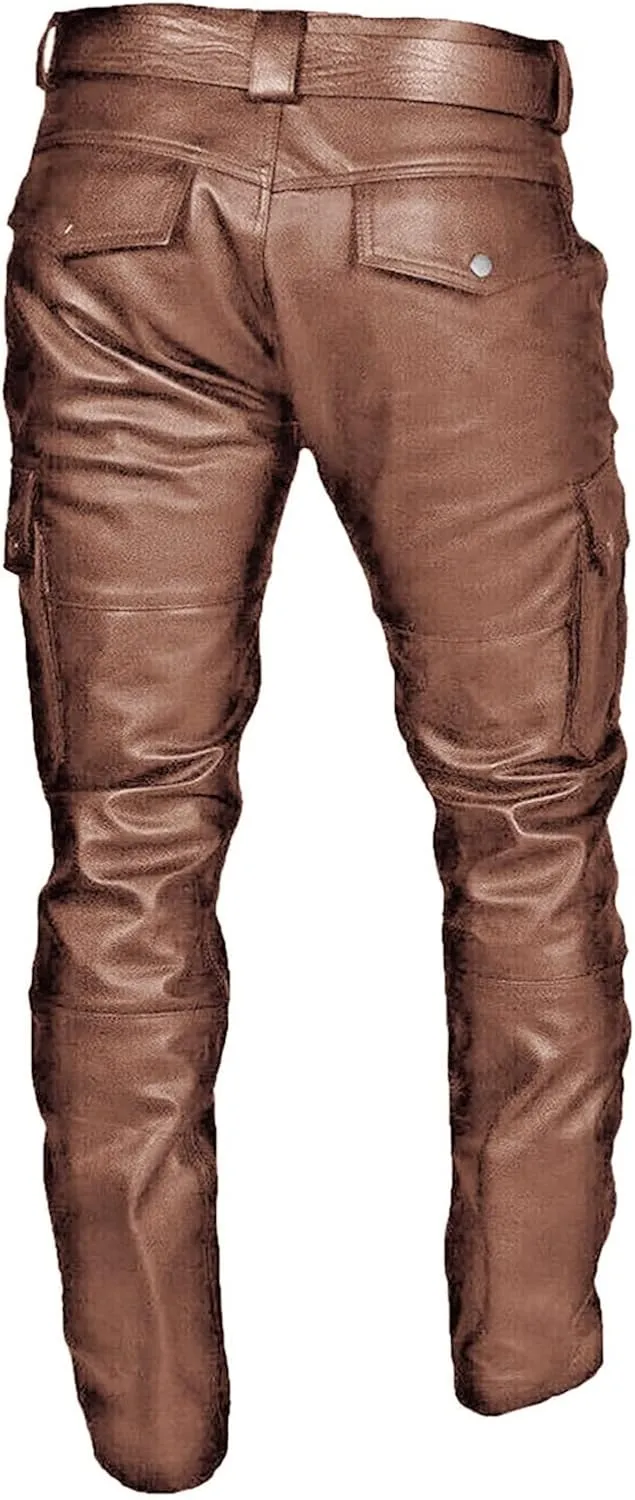 GIERIDUC Men's Faux Leather Pants Mens Extra Long Length Pyjama Bottoms Men's Pants with Long Crotch Grey Sweatpants for Men