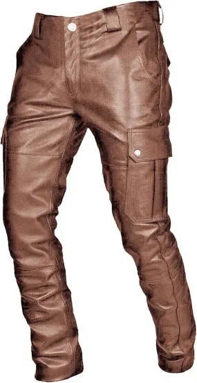 GIERIDUC Men's Faux Leather Pants Mens Extra Long Length Pyjama Bottoms Men's Pants with Long Crotch Grey Sweatpants for Men