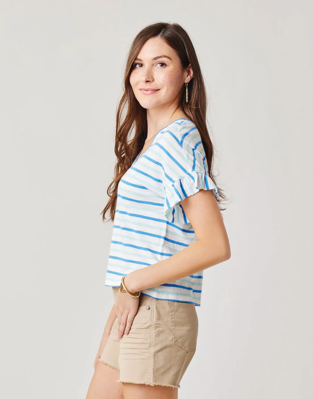 Hazel Top: Bluebay Stripe