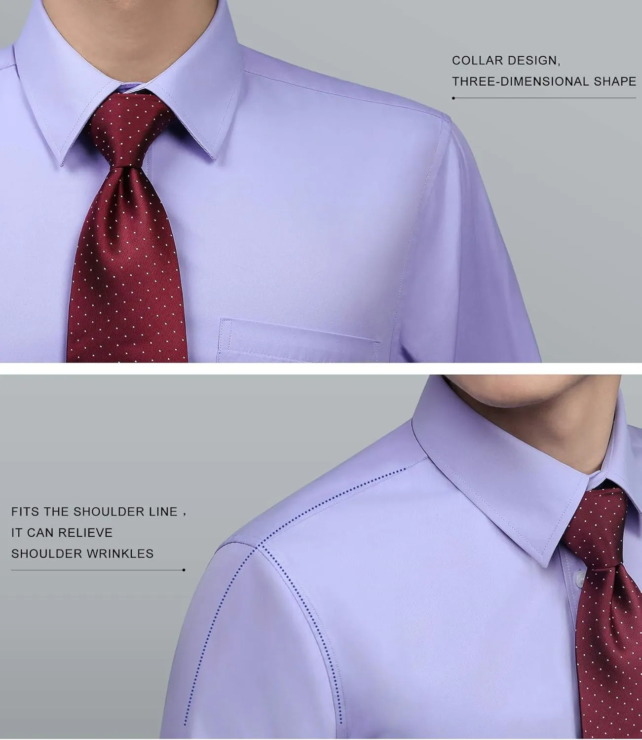 HISDERN Mens Business Dress Shirts Long Sleeve Casual Button Down Shirt Formal Inner Collar Contrast Shirt for Men Wedding