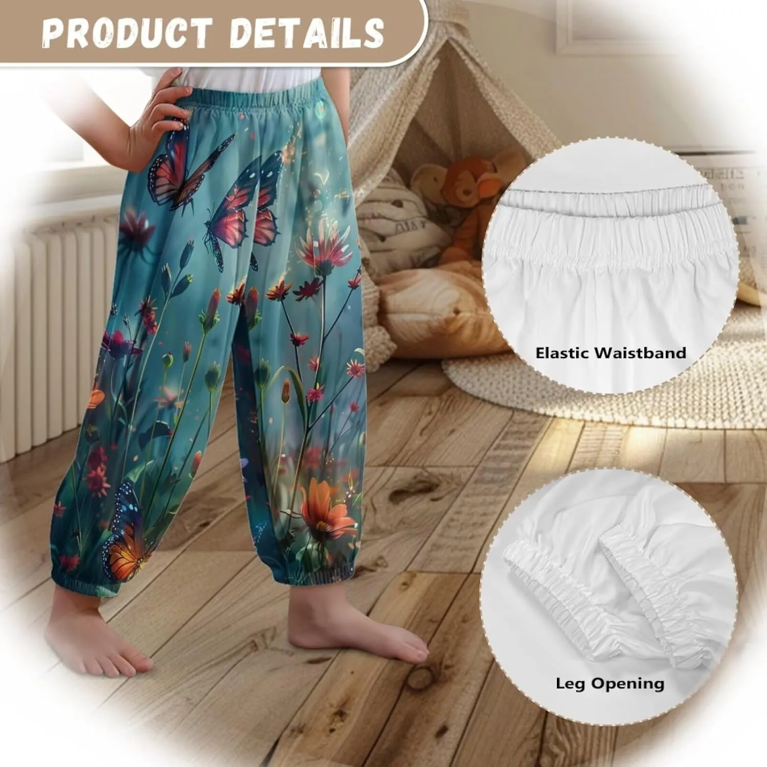 Horeset Girls Baggy Pants High Waisted Sweatpants Loose Legged Bloomers Skin Friendly Trousers for Kids