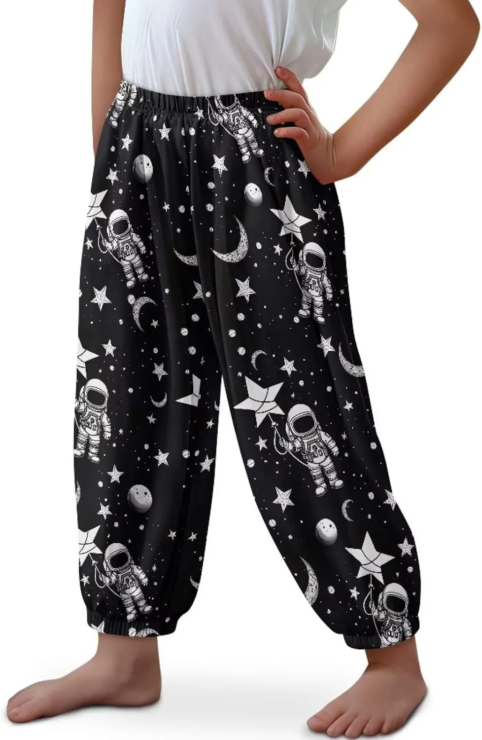 Horeset Girls Baggy Pants High Waisted Sweatpants Loose Legged Bloomers Skin Friendly Trousers for Kids