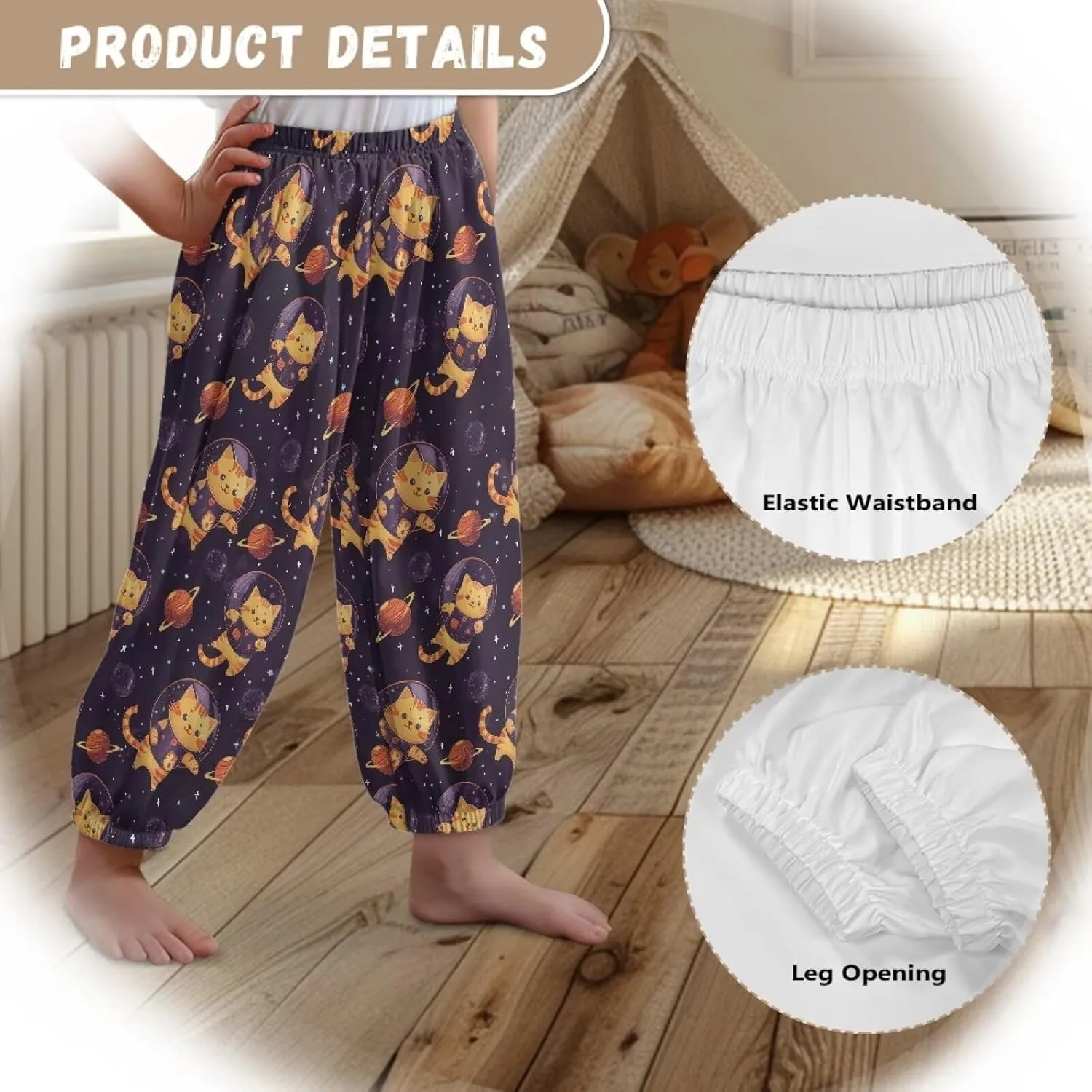Horeset Girls Baggy Pants High Waisted Sweatpants Loose Legged Bloomers Skin Friendly Trousers for Kids