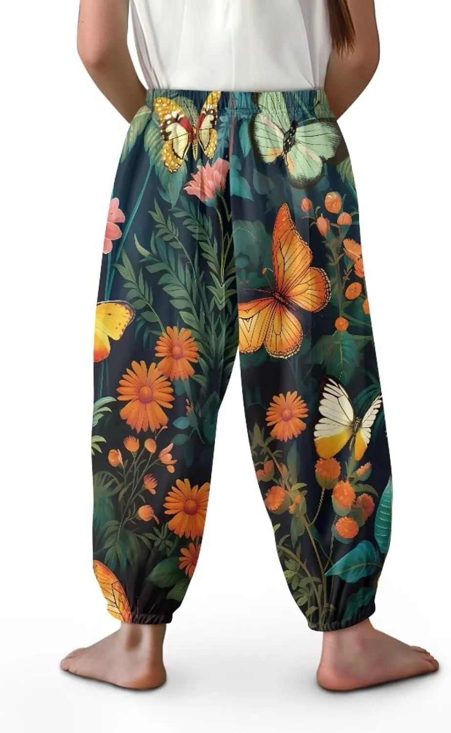 Horeset Girls Baggy Pants High Waisted Sweatpants Loose Legged Bloomers Skin Friendly Trousers for Kids