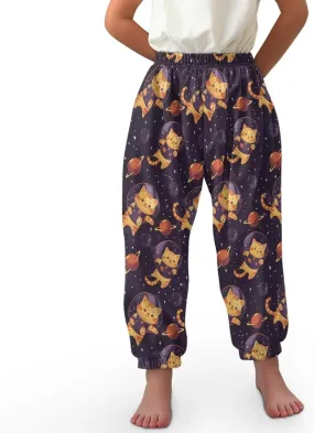 Horeset Girls Baggy Pants High Waisted Sweatpants Loose Legged Bloomers Skin Friendly Trousers for Kids