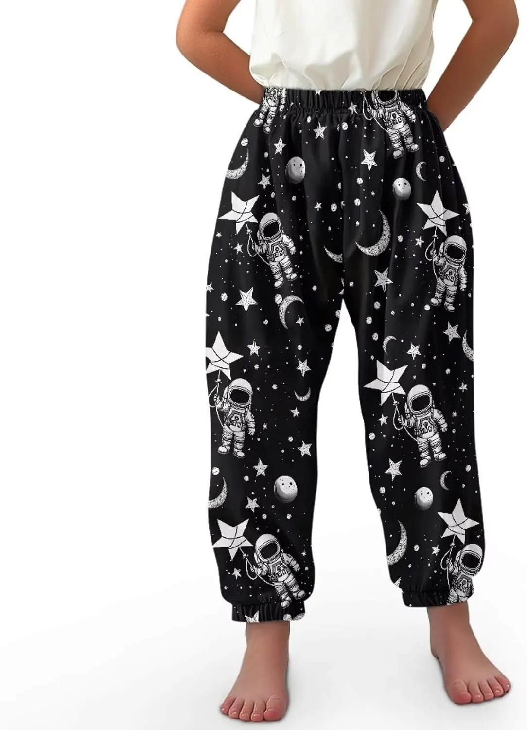 Horeset Girls Baggy Pants High Waisted Sweatpants Loose Legged Bloomers Skin Friendly Trousers for Kids