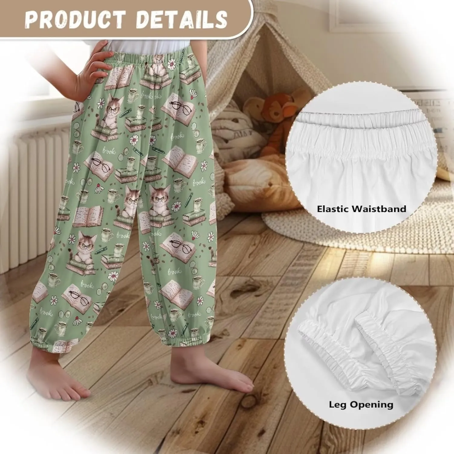 Horeset Girls Baggy Pants High Waisted Sweatpants Loose Legged Bloomers Skin Friendly Trousers for Kids