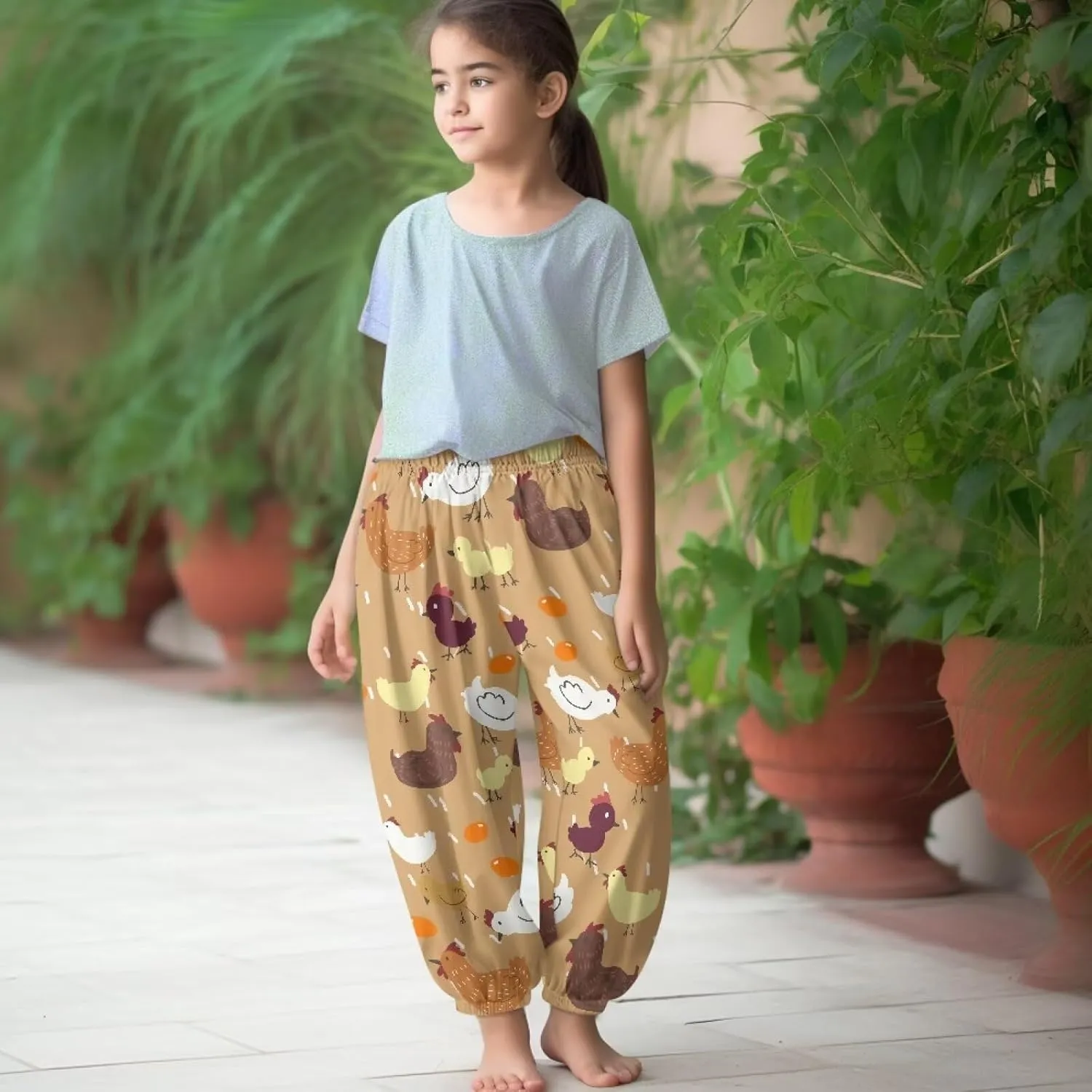 Horeset Girls Baggy Pants High Waisted Sweatpants Loose Legged Bloomers Skin Friendly Trousers for Kids