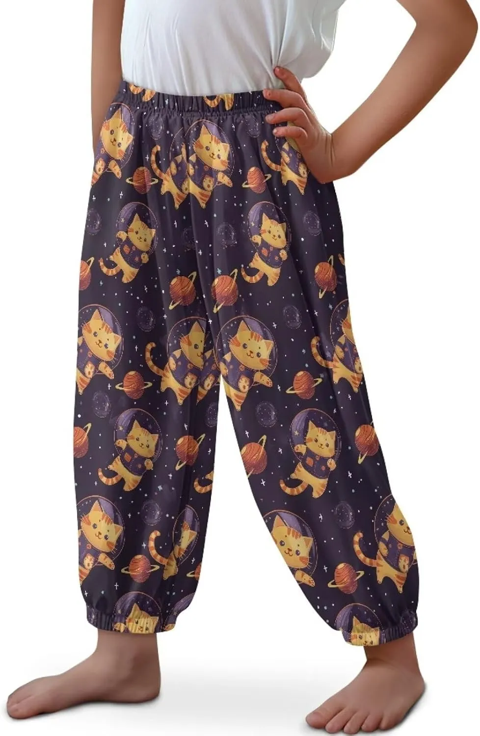 Horeset Girls Baggy Pants High Waisted Sweatpants Loose Legged Bloomers Skin Friendly Trousers for Kids