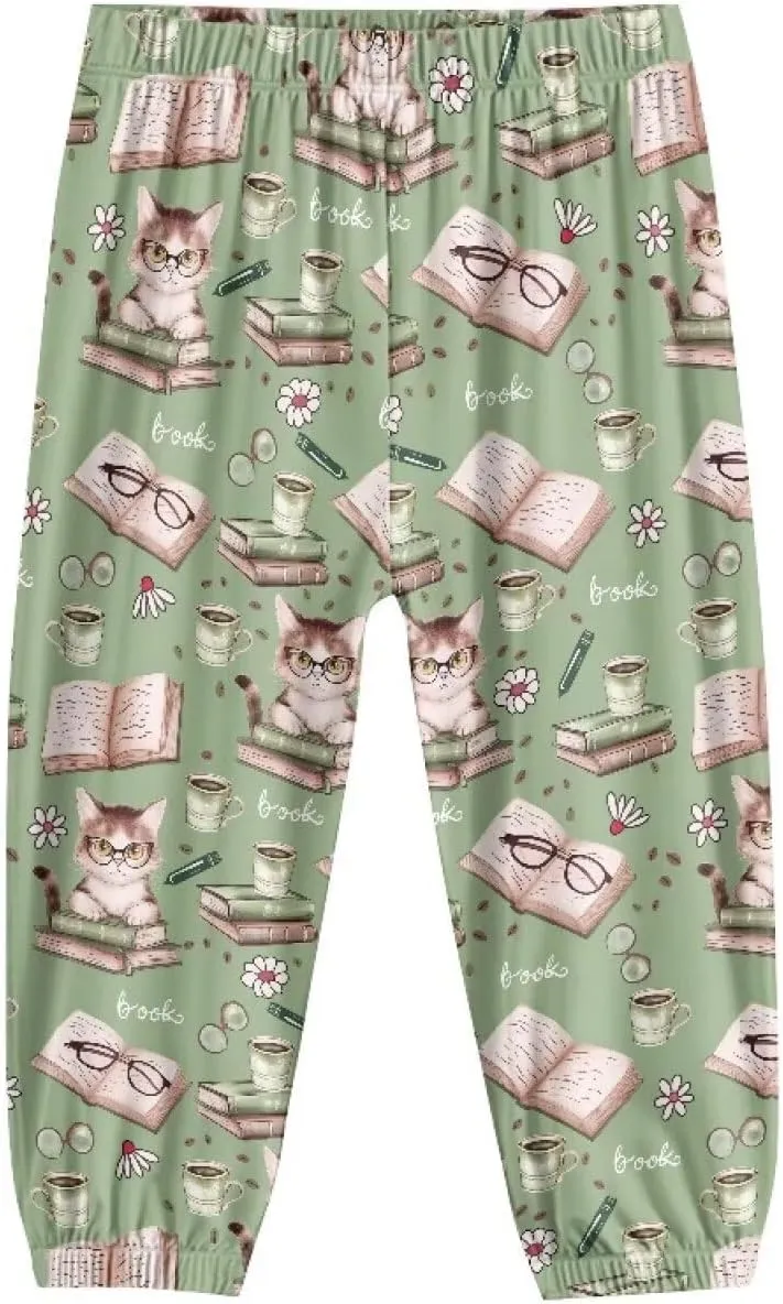 Horeset Girls Baggy Pants High Waisted Sweatpants Loose Legged Bloomers Skin Friendly Trousers for Kids