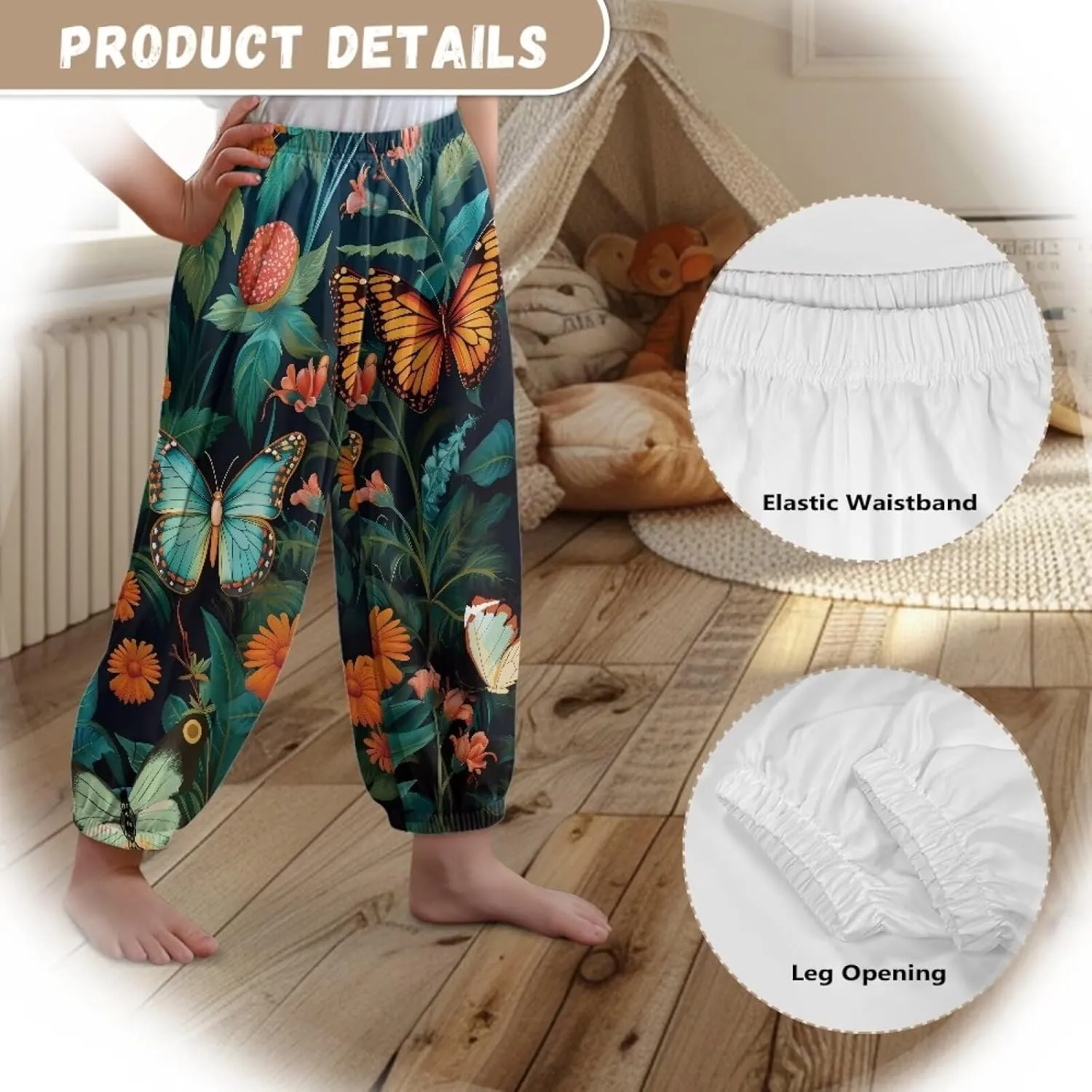 Horeset Girls Baggy Pants High Waisted Sweatpants Loose Legged Bloomers Skin Friendly Trousers for Kids