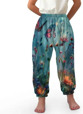 Horeset Girls Baggy Pants High Waisted Sweatpants Loose Legged Bloomers Skin Friendly Trousers for Kids
