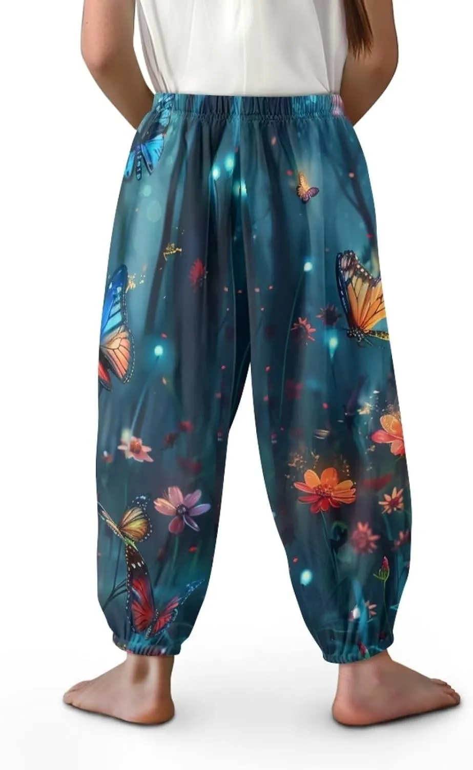 Horeset Girls Baggy Pants High Waisted Sweatpants Loose Legged Bloomers Skin Friendly Trousers for Kids