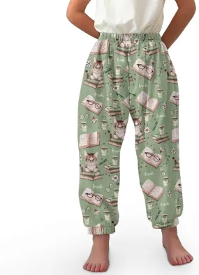 Horeset Girls Baggy Pants High Waisted Sweatpants Loose Legged Bloomers Skin Friendly Trousers for Kids