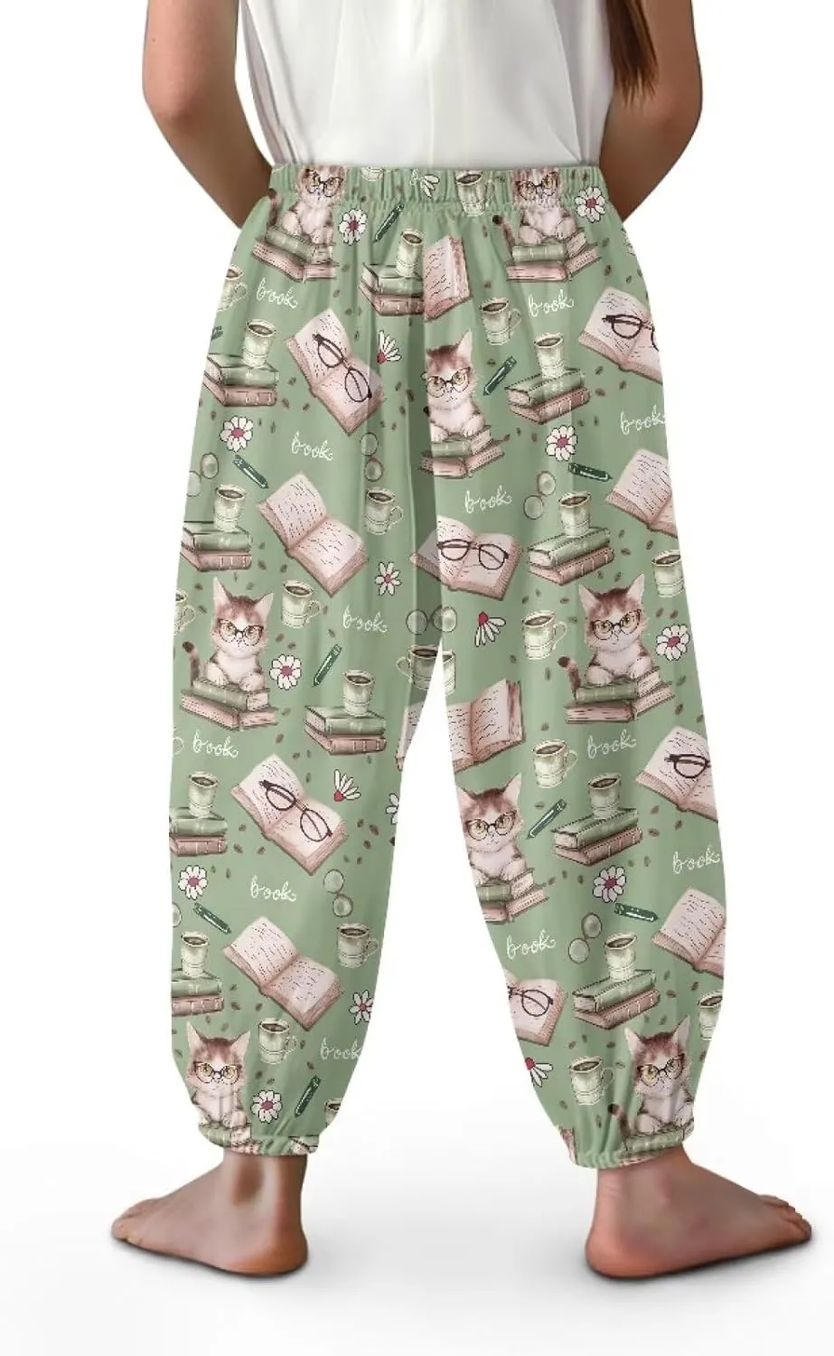 Horeset Girls Baggy Pants High Waisted Sweatpants Loose Legged Bloomers Skin Friendly Trousers for Kids
