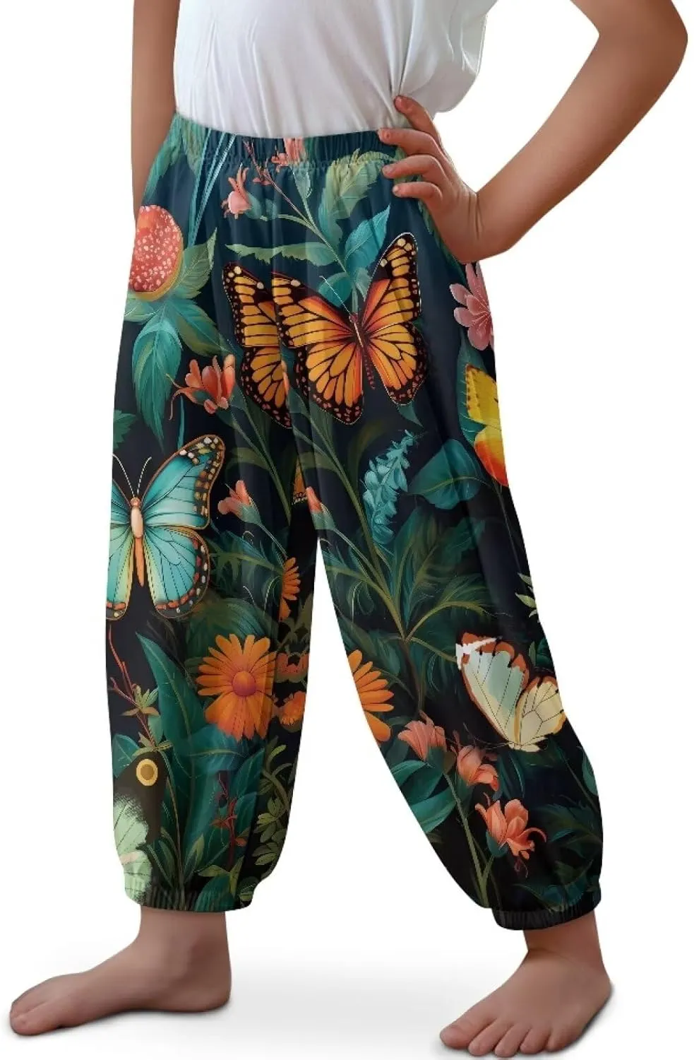 Horeset Girls Baggy Pants High Waisted Sweatpants Loose Legged Bloomers Skin Friendly Trousers for Kids