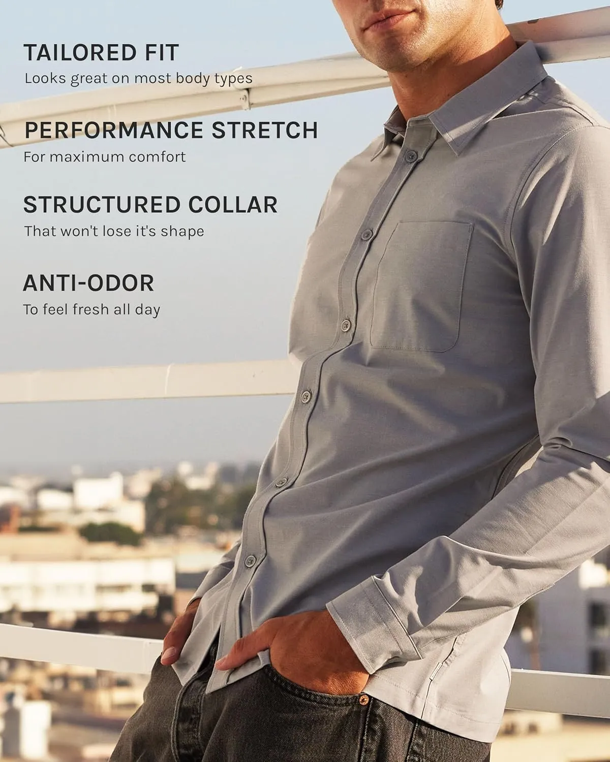 INTO THE AM Men's Long Sleeve Button Up Shirt S - 4XL Slim Fit Business Casual Dress Shirt