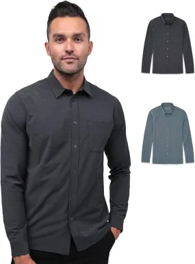 INTO THE AM Men's Long Sleeve Button Up Shirt S - 4XL Slim Fit Business Casual Dress Shirt