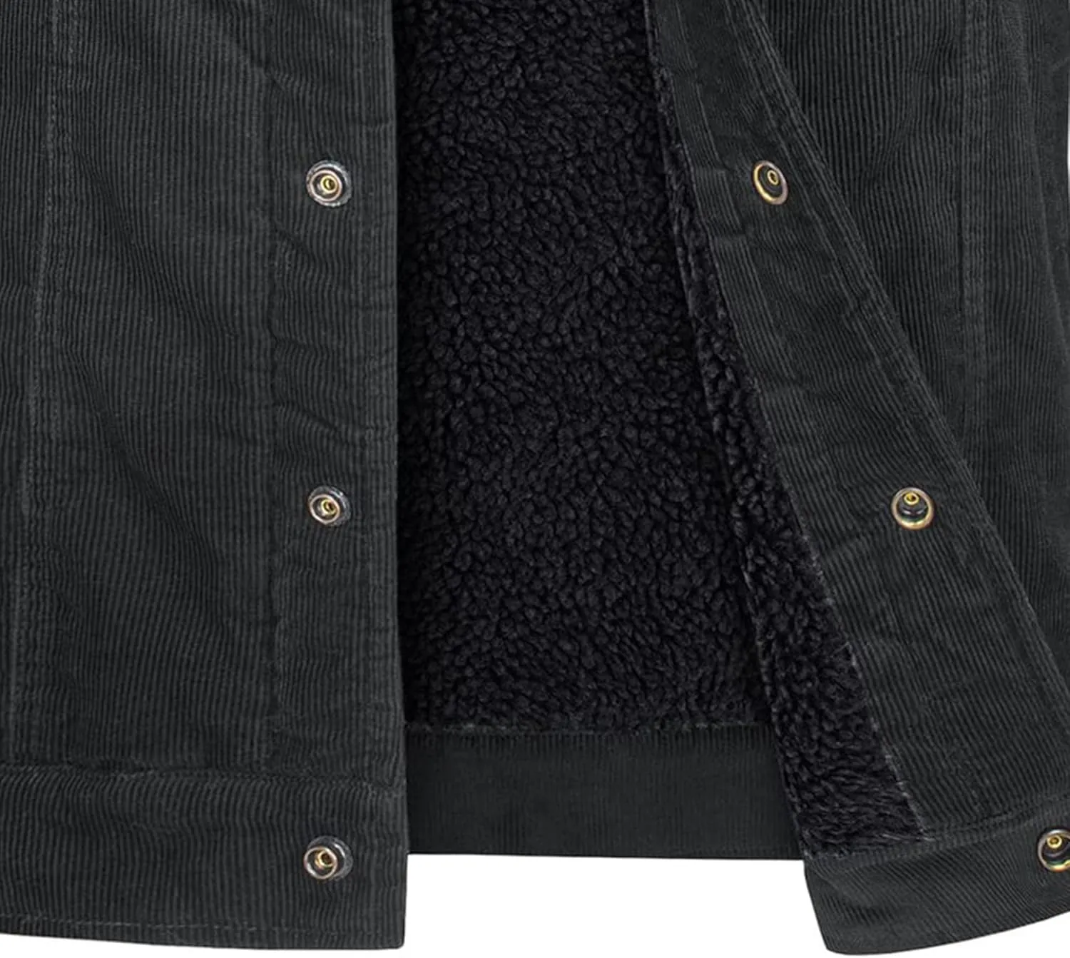 JEsilunmaMY Men's Button Down Corduroy Jacket Long Sleeve Sherpa Lined Trucker Jacket Casual Cotton Cargo Warm Winter Jacket