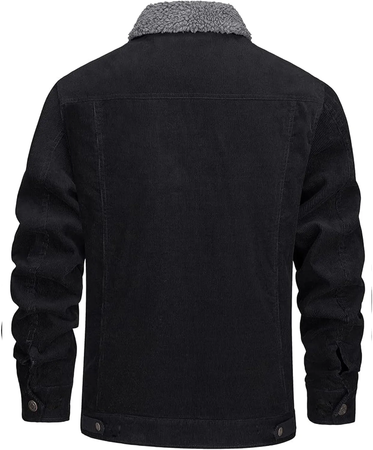 JEsilunmaMY Men's Button Down Corduroy Jacket Long Sleeve Sherpa Lined Trucker Jacket Casual Cotton Cargo Warm Winter Jacket