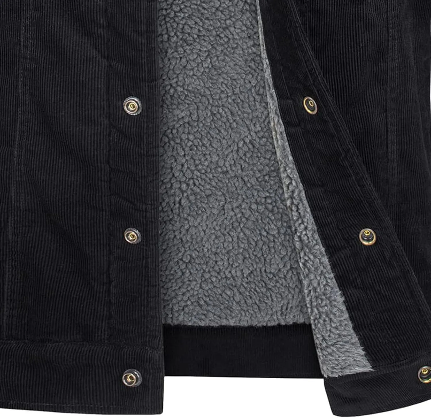 JEsilunmaMY Men's Button Down Corduroy Jacket Long Sleeve Sherpa Lined Trucker Jacket Casual Cotton Cargo Warm Winter Jacket